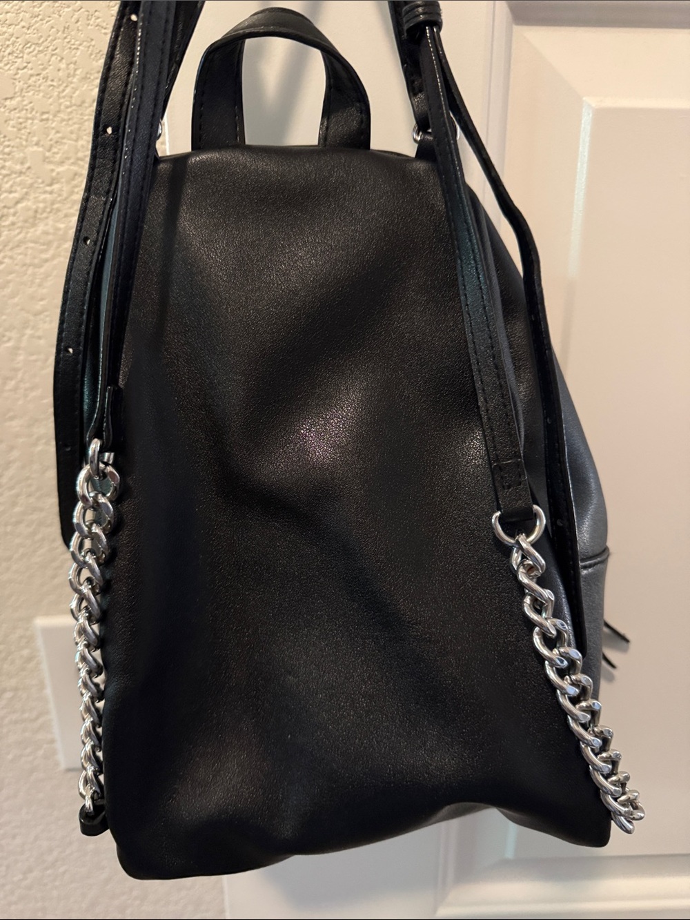 NWOT Victoria's Secret Black Mini Backpack with Silver Studs and Chain - Picture 6 of 6
